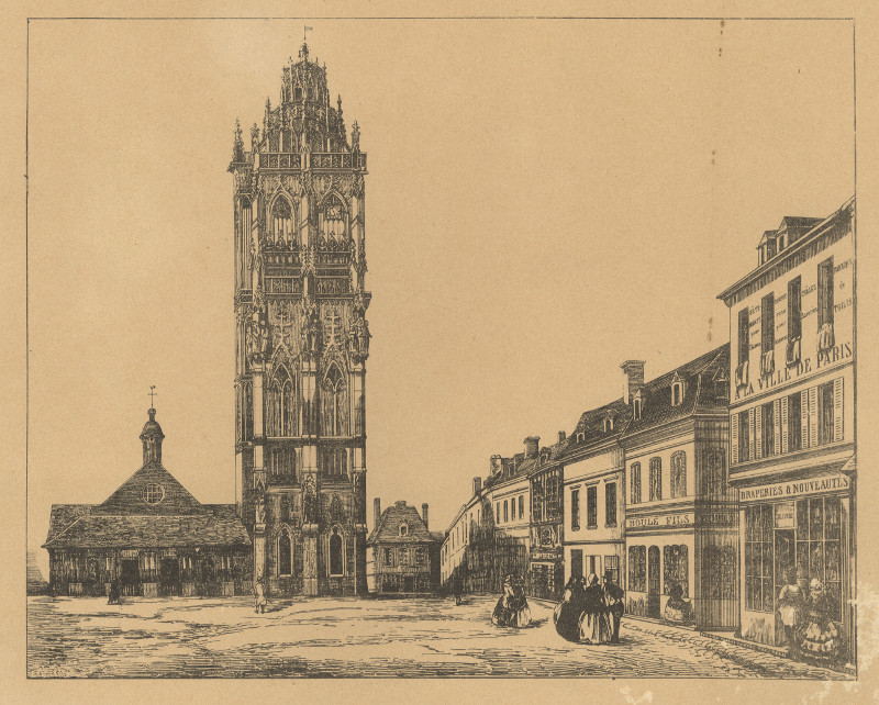 afbeelding van prent Kerkplein in Parijs van nn (Parijs)