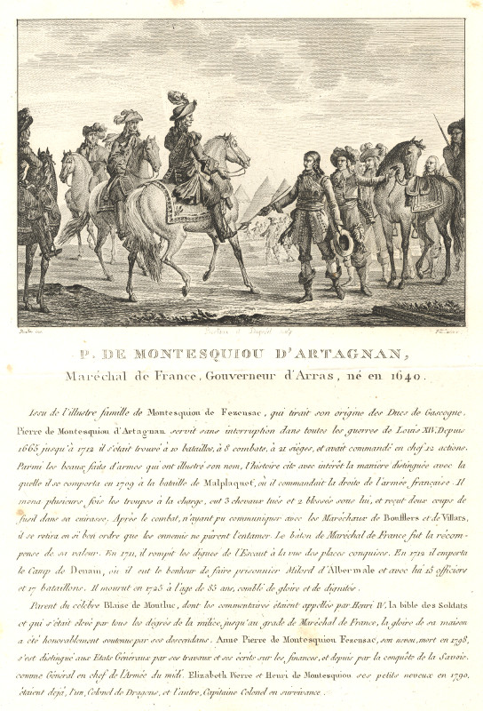afbeelding van prent P. de Montesquiou d´Artagnan, Marechal de France, Gouverneur d´Arras van Bertaux, Dupreel (Politici, )