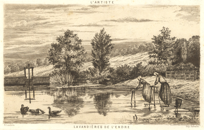 afbeelding van prent Lavandieres de l´Erdre van H. Landrin, Sarazin