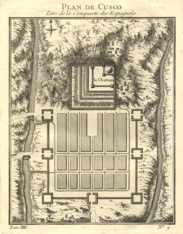 afbeelding van prent Plan de Cusco, Lors de la Conqueste des Espagnols van nn (Cuzco, Cusco)