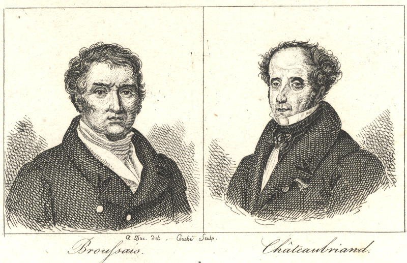 afbeelding van prent Broussais, Chateaubriand van Duc, Couche (wetenschappers, schrijvers,)