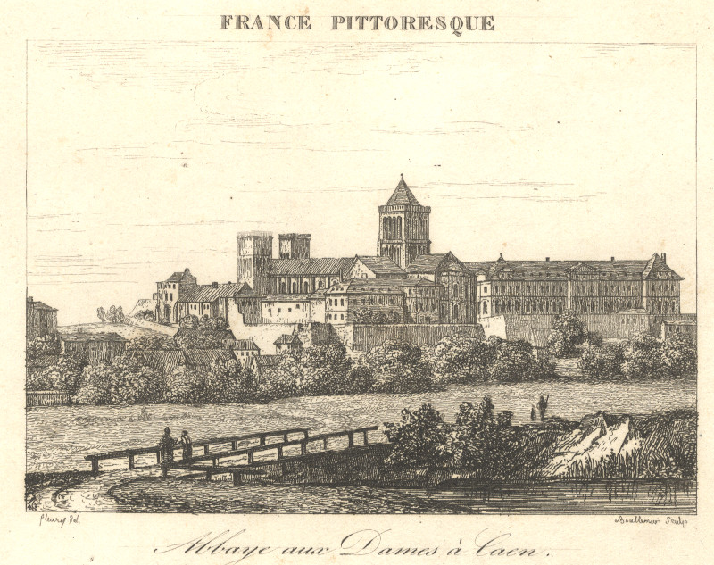 afbeelding van prent Abbaye aux Dames a Caen van Fleuris, Boullemuir (Caen)