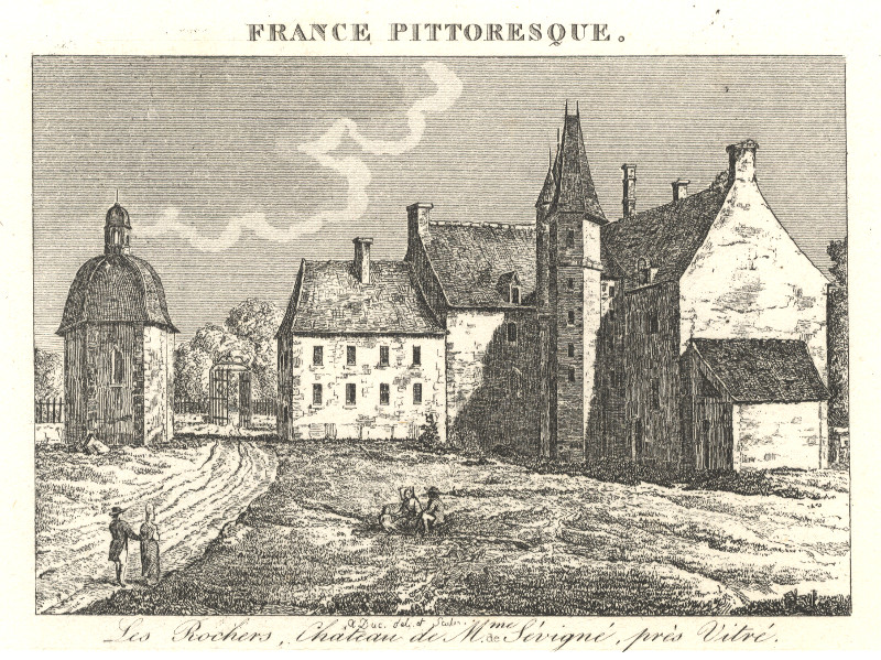afbeelding van prent Les Rochers, Chateau de M.me de Sevigne, pres Vitre van Duc (Vitre) afbeelding van prent Les Rochers, Chateau de M.me de Sevigne, pres Vitre van Duc (Vitre)