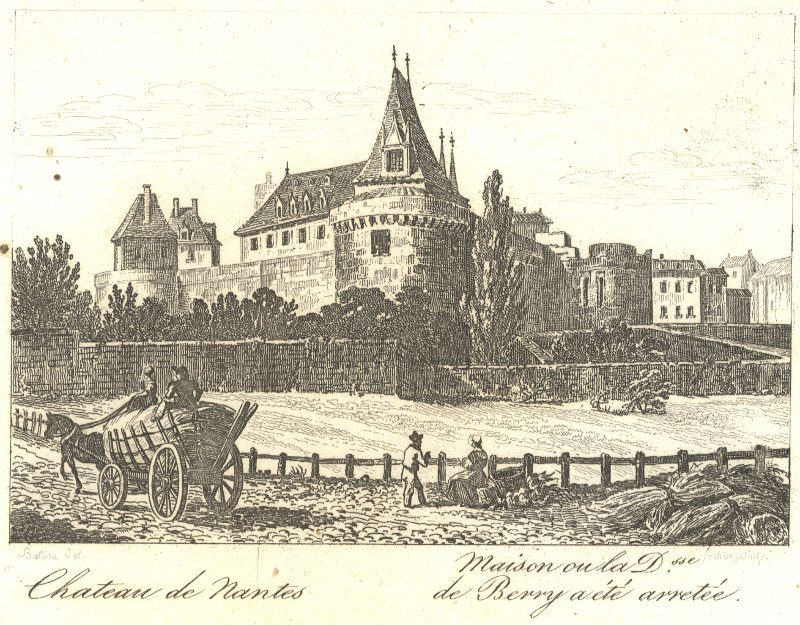 afbeelding van prent Chateau de Nantes, Maison ou la D.sse de Berry a ete arretee van Bullura, Fortier (Nantes)