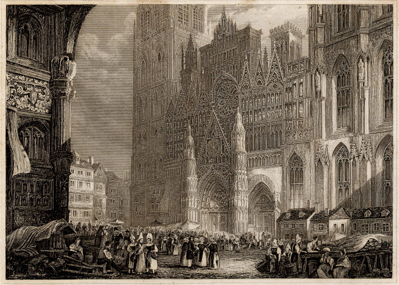 afbeelding van prent Die Cathedrale in Rouen van nn (Rouen)
