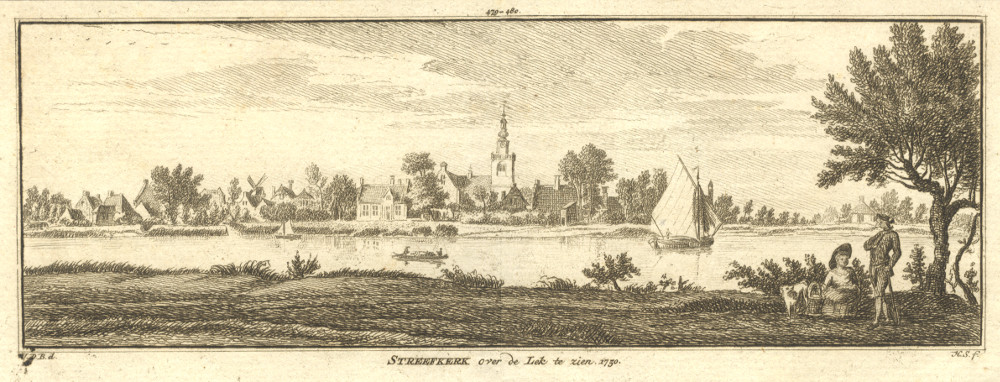 afbeelding van prent Streefkerk over de Lek te zien. van H. Spilman, J. de Beijer (Streefkerk)