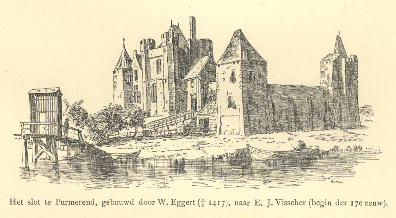 afbeelding van prent Het slot te Purmerend, gebouwd door W. Eggert  van nn (Purmerend)