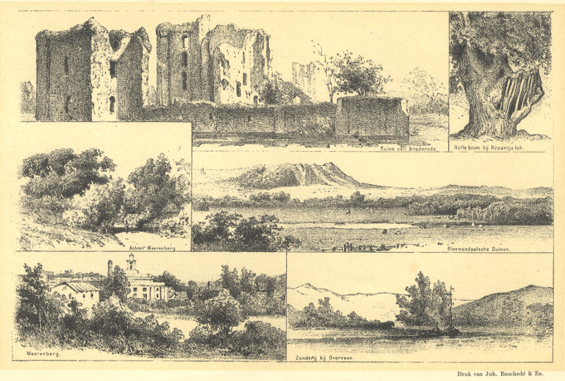 afbeelding van prent Zes afbeeldingen van de omgeving van Bloemendaal van P.A. Schipperus (Bloemendaal)