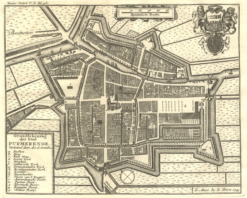 afbeelding van plattegrond Grondtekening der Stad Purmerende, Verbeterd door A. v.d. Gronden van A.v.d. Gronden (Purmerend)