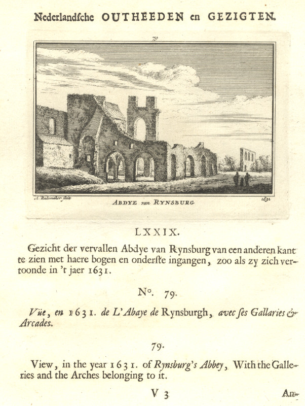 afbeelding van prent Abdye van Rynsburg 1631 van A. Rademaker (Rijnsburg)