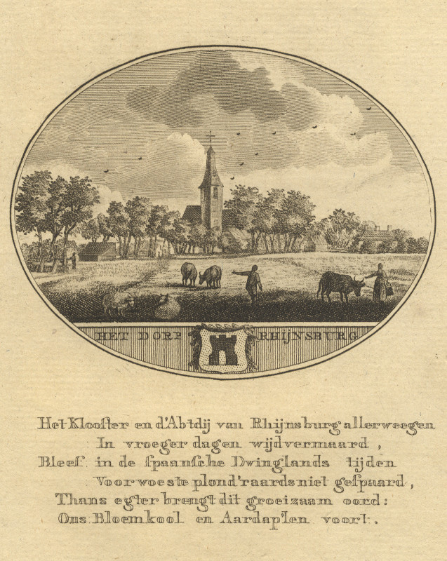 afbeelding van prent Het Dorp Rhijnsburg van Anna C. Brouwer (Rijnsburg)