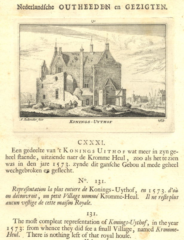 afbeelding van prent Konings-Uythof 1573 van A. Rademaker (Delft)