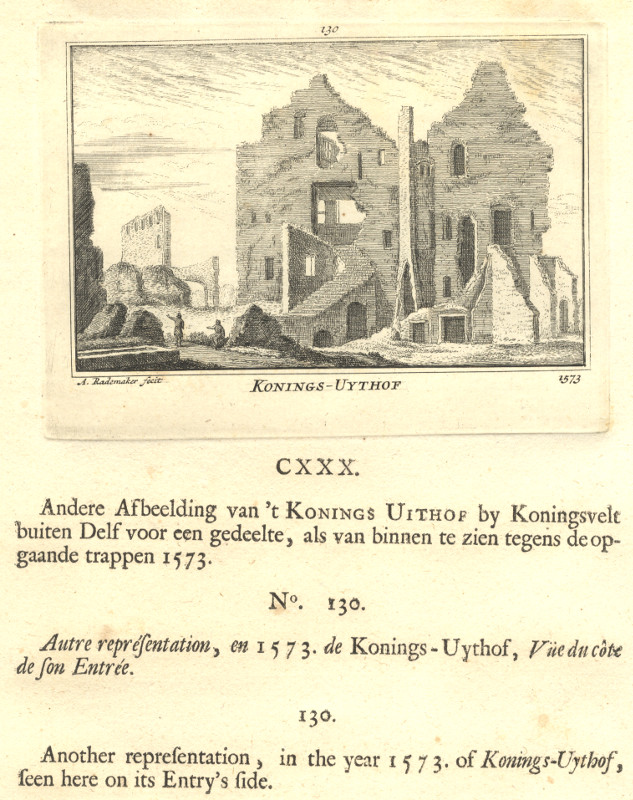 afbeelding van prent Konings-Uythof 1573 van A. Rademaker (Delft)