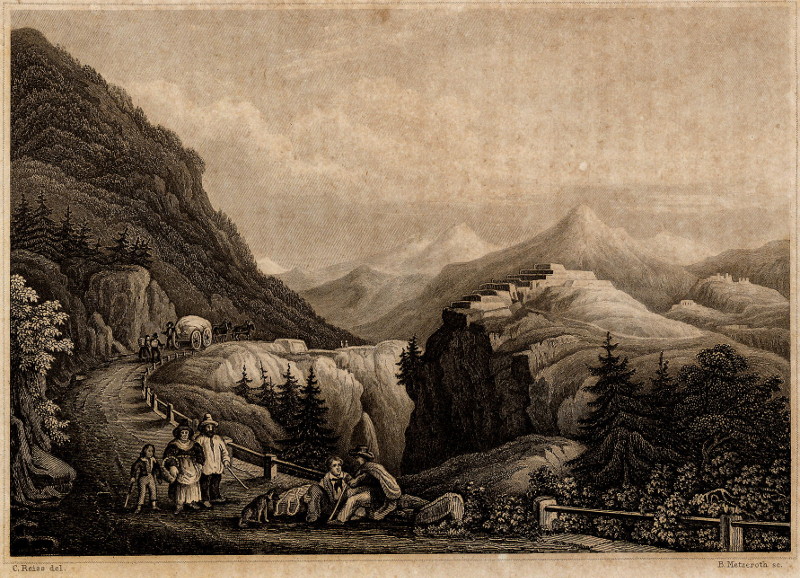 afbeelding van prent Bergfestung Lesseillon und die Cenis-Strasse in den Savoyischen Alpen van C. Reiss, B. Metzeroth (Leseillon)