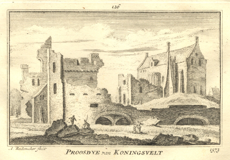 afbeelding van prent Proosdye van Koningsvelt 1573 van A. Rademaker (Delft)