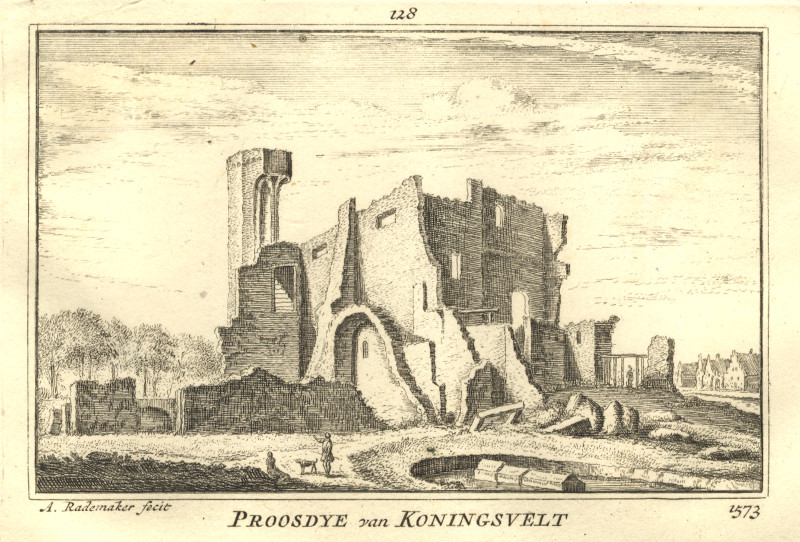 afbeelding van prent Proosdye van Koningsvelt 1573 van A. Rademaker (Delft)