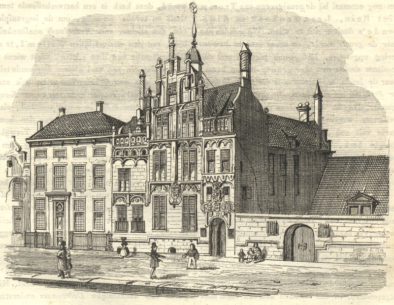 afbeelding van prent Gemeenlandshuis in Delft. van nn naar van Bleijswijck (Delft)