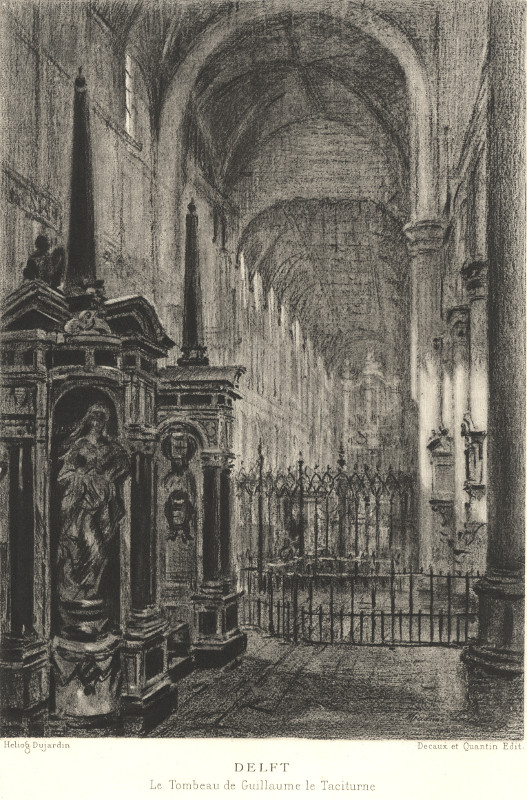 afbeelding van prent Delft, Le Tombeau de Guillaume le Taciturne van Dujardin, Decaux et Quantin (Delft)