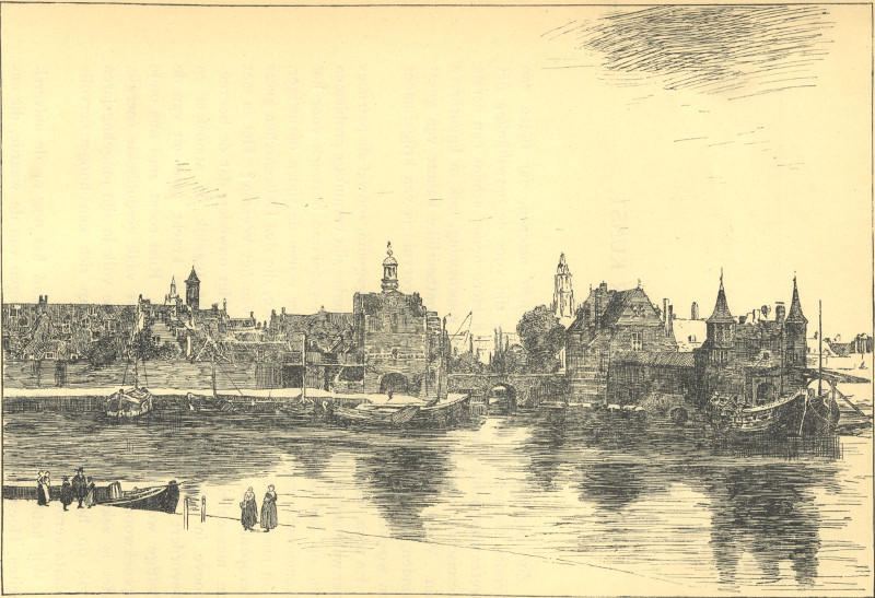 afbeelding van prent Stad in de Zeventiende Eeuw van nn naar J. Vermeer (Delft)