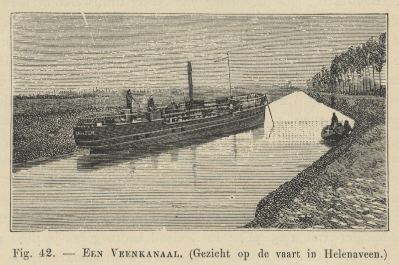 afbeelding van prent Een Veenkanaal (De Helenavaart) van nn (Helenaveen)