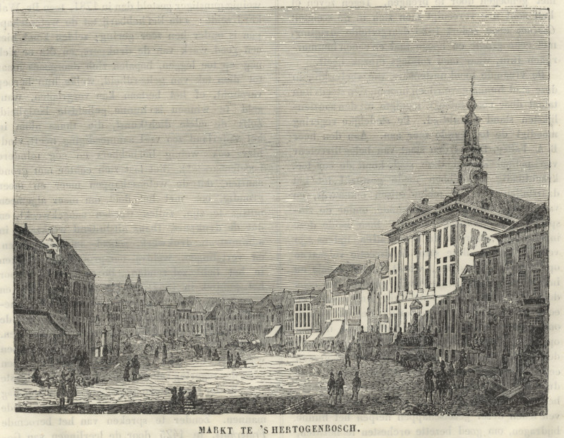 afbeelding van prent Markt te ´s Hertogenbosch van nn (´s-Hertogenbosch)