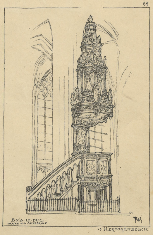 afbeelding van prent Bois-le-Duc, Chaire de la Cathedrale. ´s Hertogenbosch van nn (´s-Hertogenbosch)