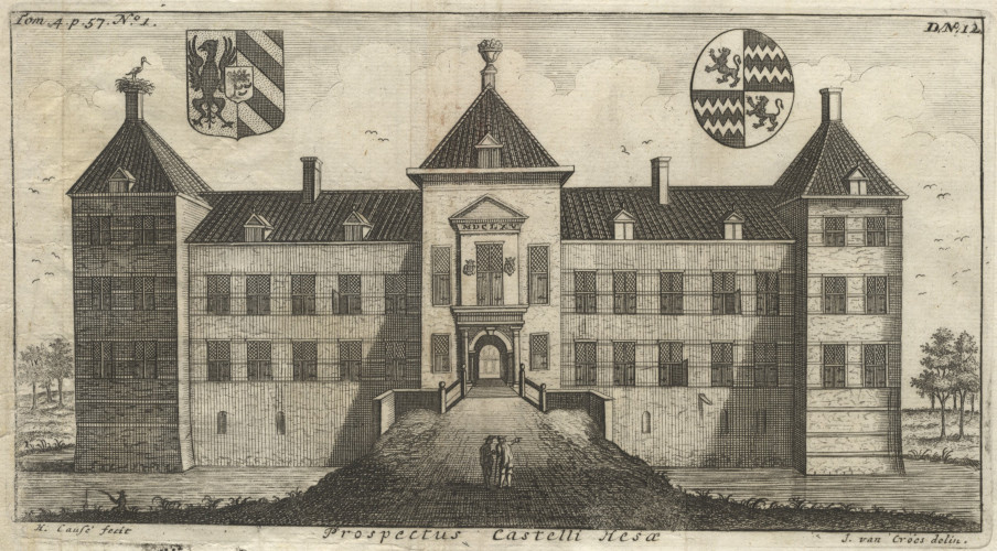 afbeelding van prent Prospectus Castelli Hesae van J. van Croes, H. Causé (Heeze)