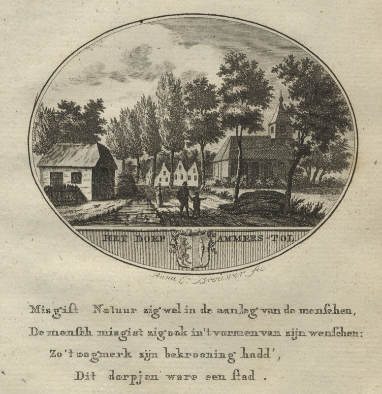 afbeelding van prent Het Dorp Abbenbroek van Anna C. Brouwer (Abbenbroek)