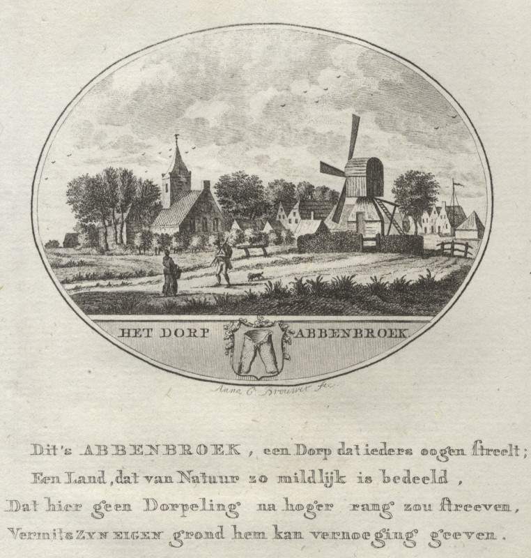 afbeelding van prent Het Dorp Ammers-Tol van Anna C. Brouwer (Ammerstol)