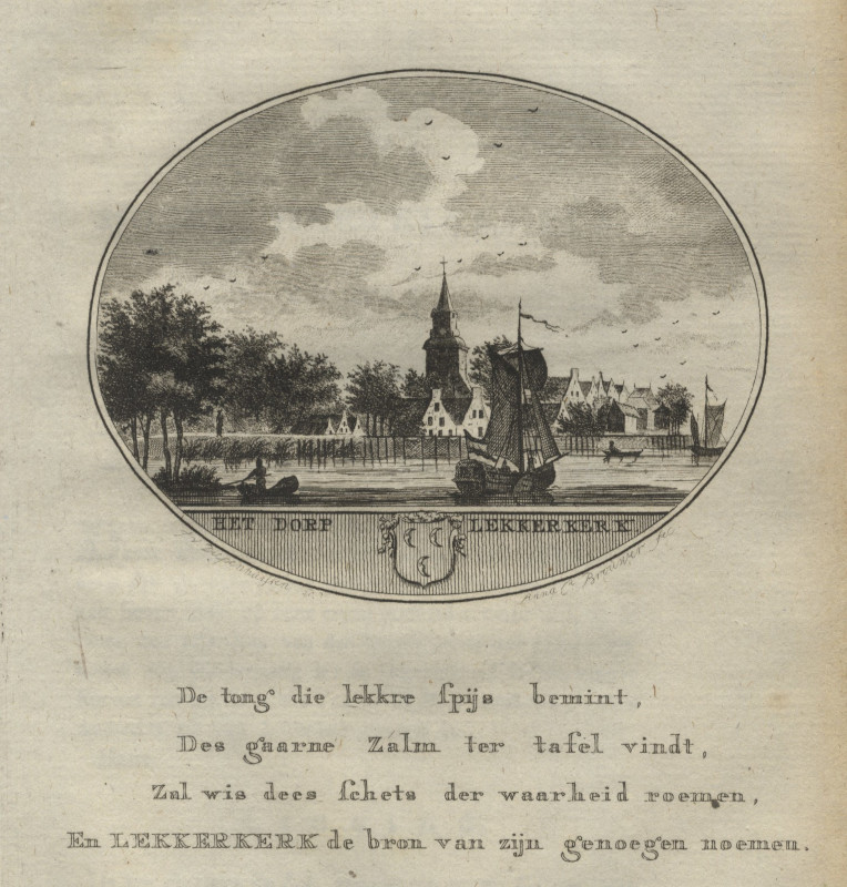 afbeelding van prent Het Dorp Lekkerkerk van Anna C. Brouwer (Lekkerkerk)