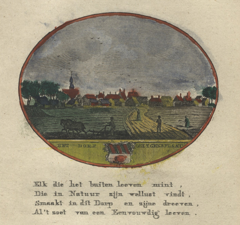 afbeelding van prent Het Dorp Oeltgensplaat van Anna C. Brouwer (Ooltgensplaat)