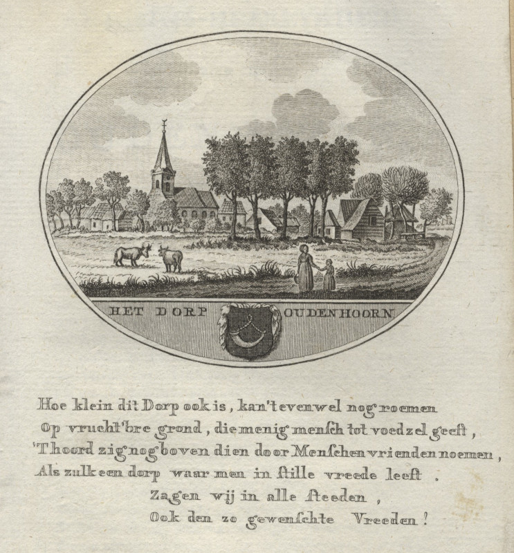 afbeelding van prent Het Dorp Oudenhoorn van Anna C. Brouwer (Oudenhoorn)