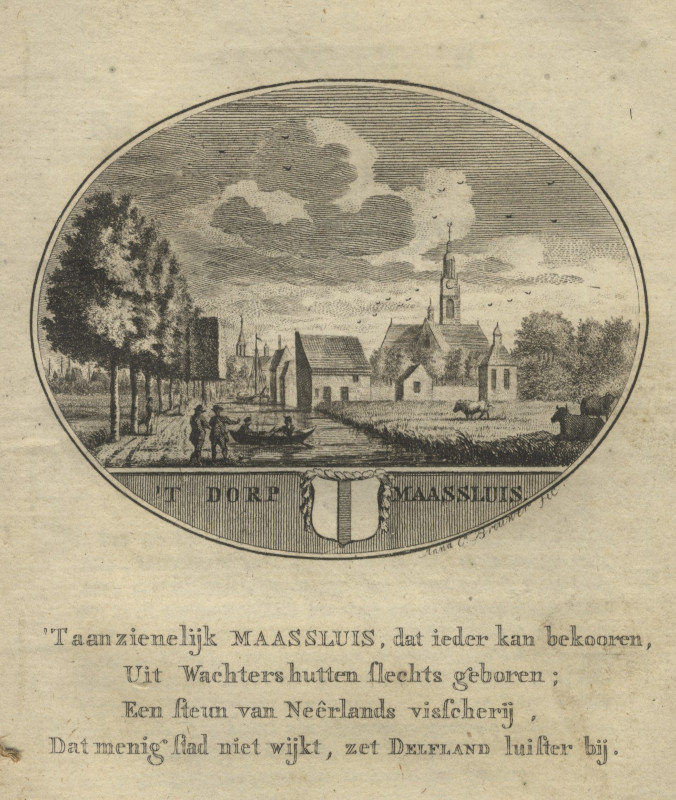 afbeelding van prent ´t Dorp Maassluis van Anna C. Brouwer (Maassluis)