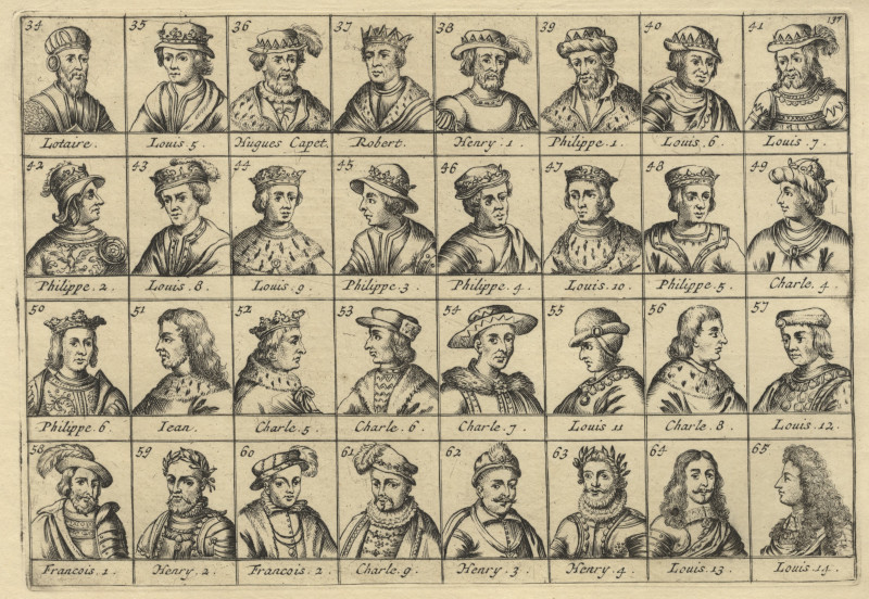 afbeelding van prent Zesendertig portretten van Franse Koningen van nn (Adel, )