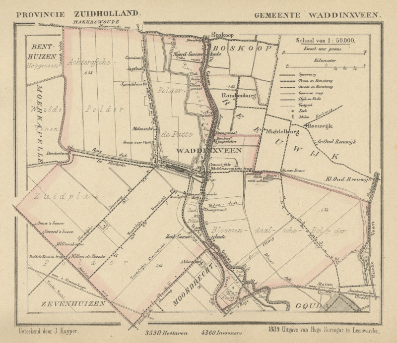 afbeelding van Kuyperkaart Gemeente Waddinxveen van Jacob Kuyper