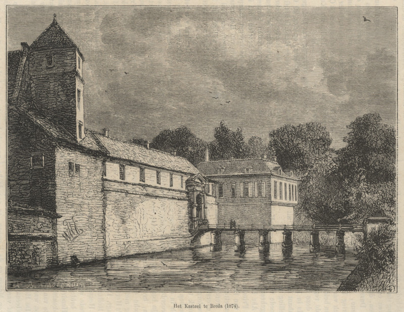 afbeelding van prent Het Kasteel te Breda (1874) van A. Barberes (Breda)