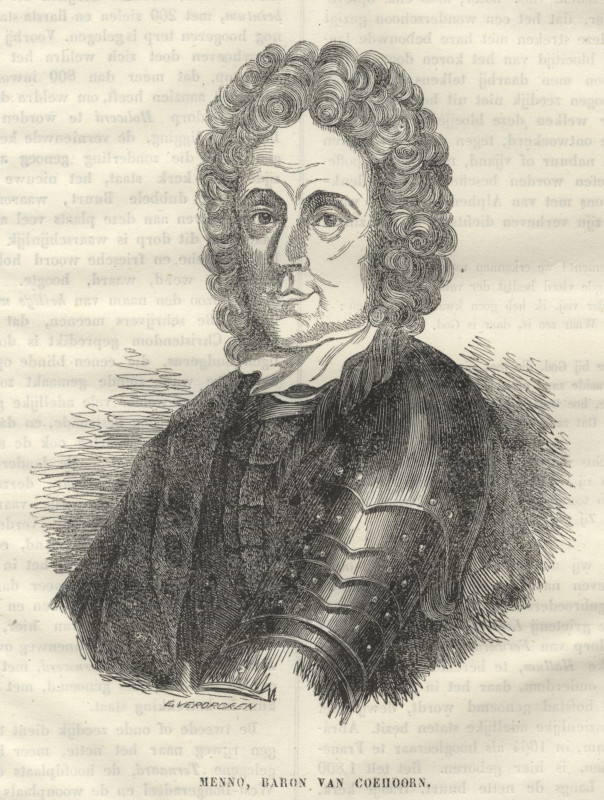 afbeelding van prent Menno, Baron van Coehoorn van E. Vermorcken (Adel, )