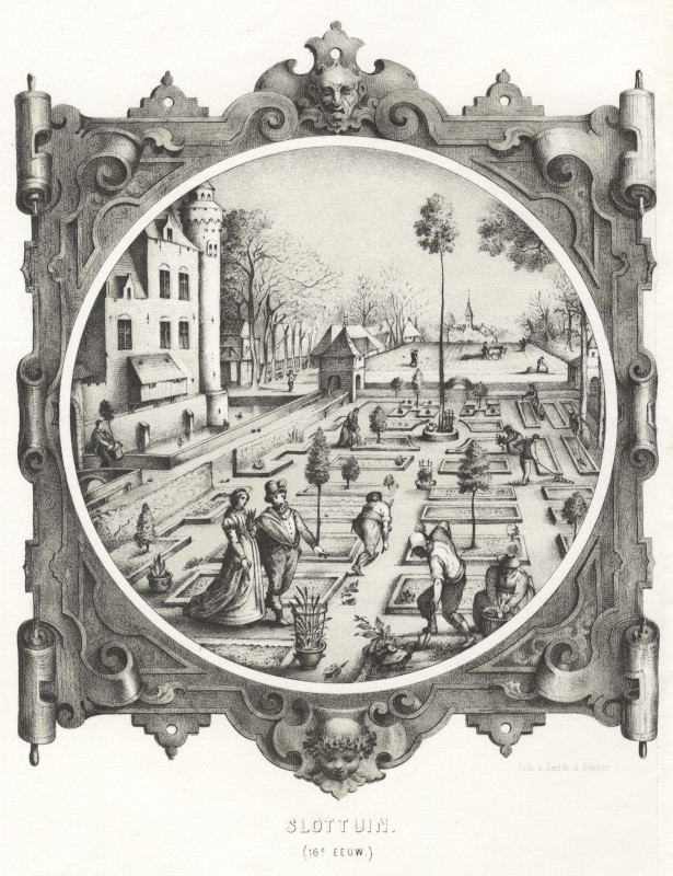 afbeelding van prent Slottuin (16e eeuw) van Emrik & Binger