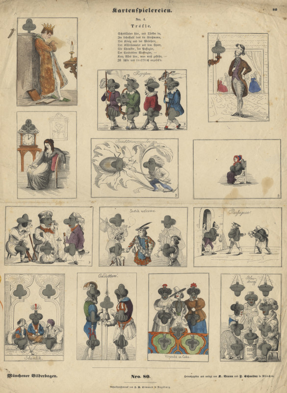 afbeelding van prent Kartenspielereien Nro 4 : Tréfle van J.C. Beeg