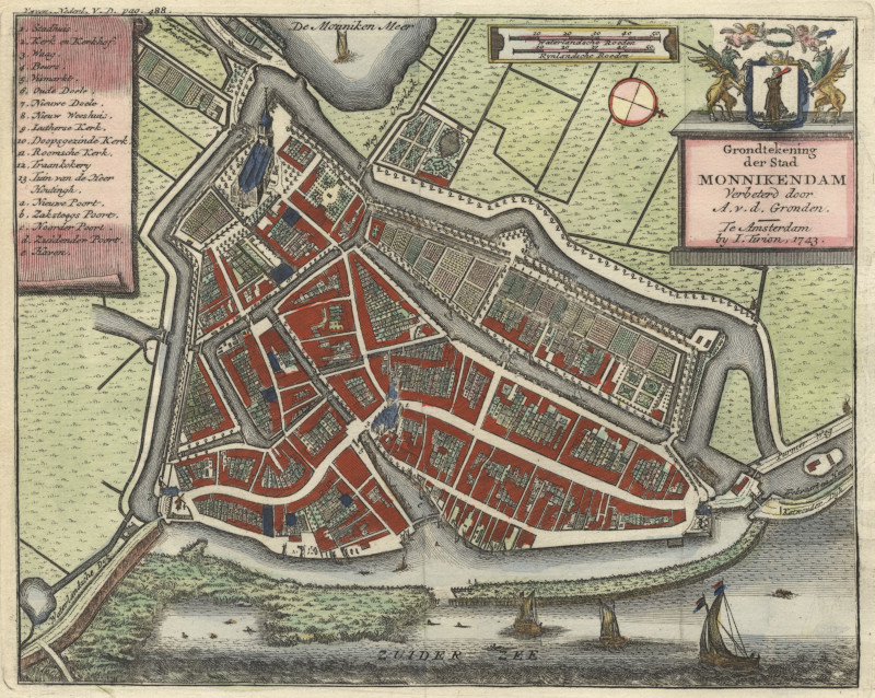 afbeelding van plattegrond Grondtekening der Stad Monnikendam van Isaak Tirion (Monnickendam)