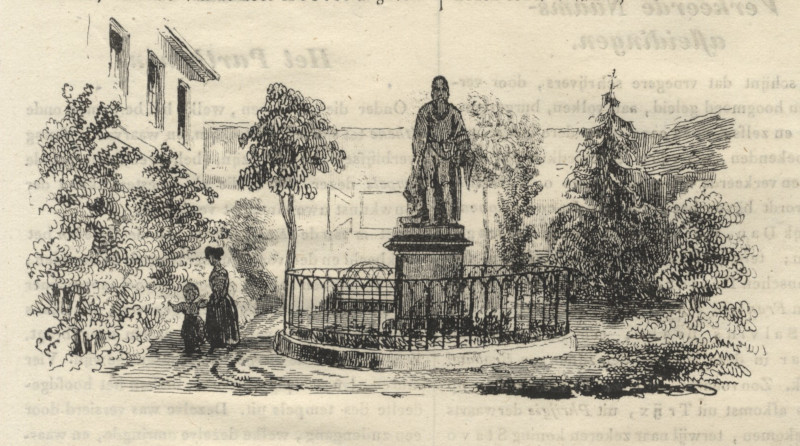 afbeelding van prent Standbeeld van Gutenberg  van nn