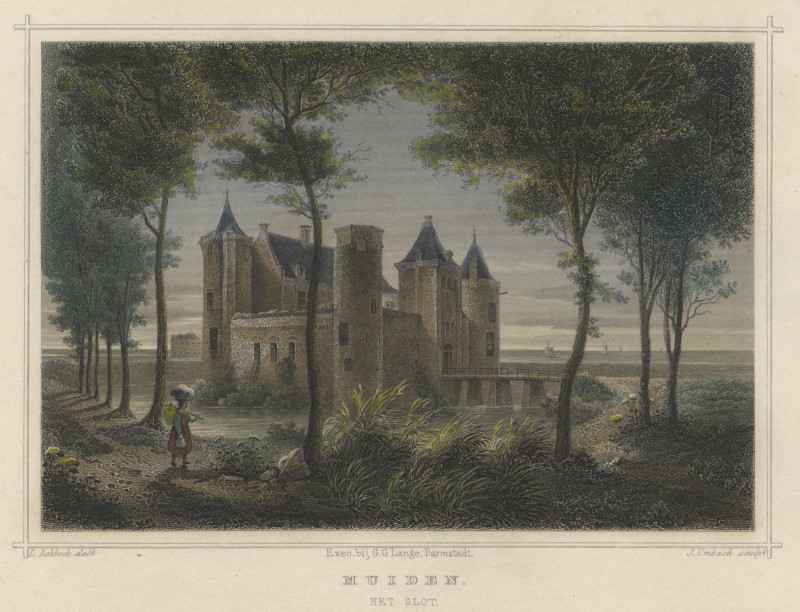 afbeelding van prent Muiden. Het Slot. van J. Umbach, L. Rohbock (Muiden)