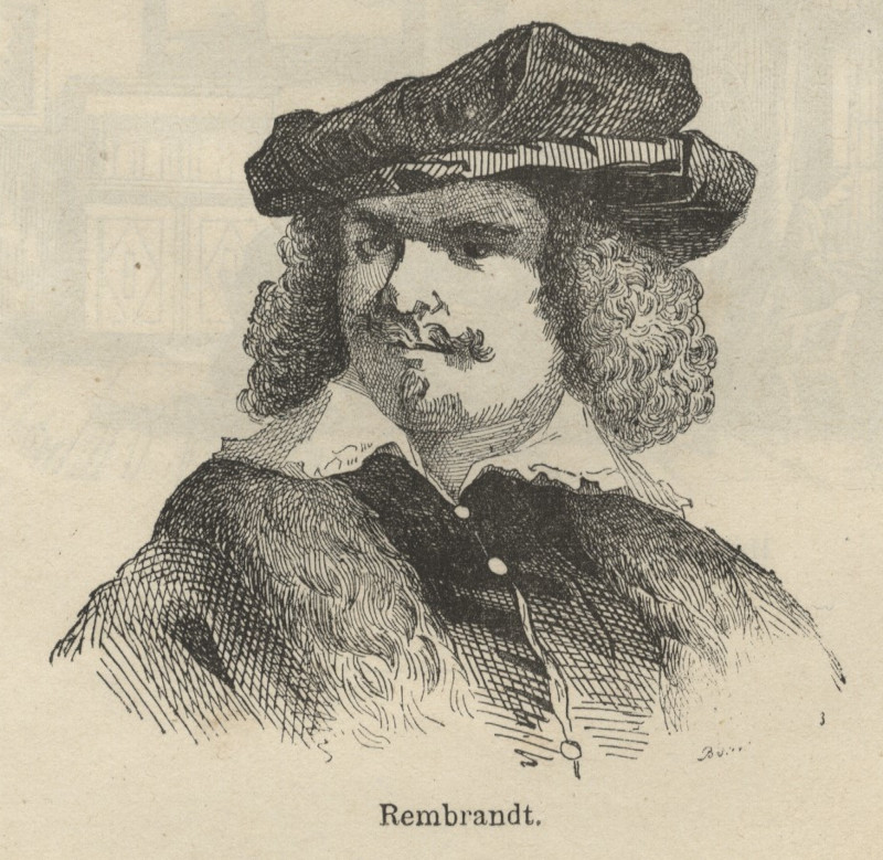afbeelding van prent Rembrandt van nn (Artiesten, )