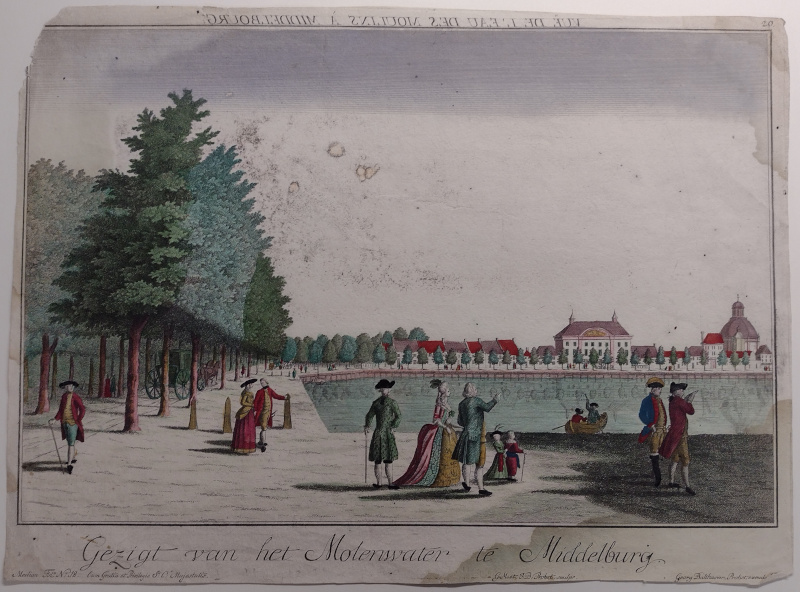 afbeelding van prent Gezigt van het Molenwater te Middelburg van G.B. Probst (Middelburg)