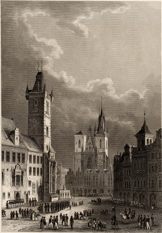 afbeelding van prent In Prag der Grosse Ring van C. Reiss, Poppel (Prague, Praha, Prag)