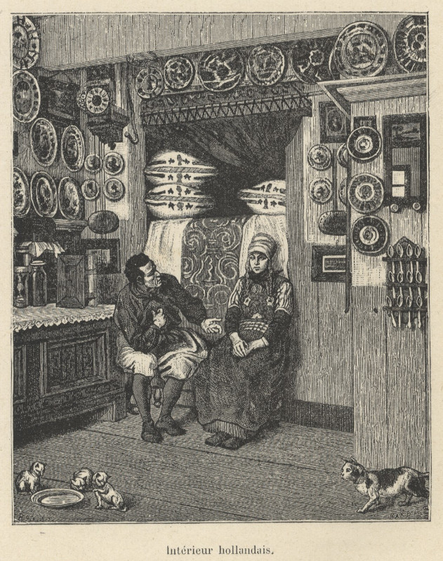 afbeelding van prent Intérieur hollandais van E. Ronjat (Marken)