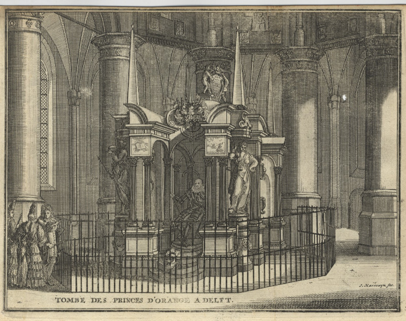 afbeelding van prent Tombe des Princes d´Orange a Delft van J. Harrewijn (Politici, Adel, )
