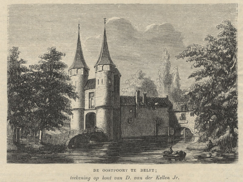 afbeelding van prent De Oostpoort te Delft van D. van der Kellen jr. (Delft)