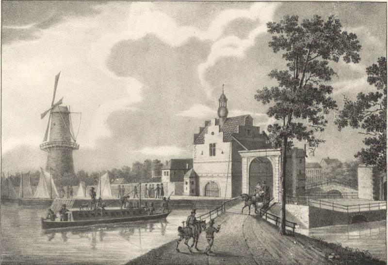 afbeelding van prent Porte de Delft van Jobard (Delft)