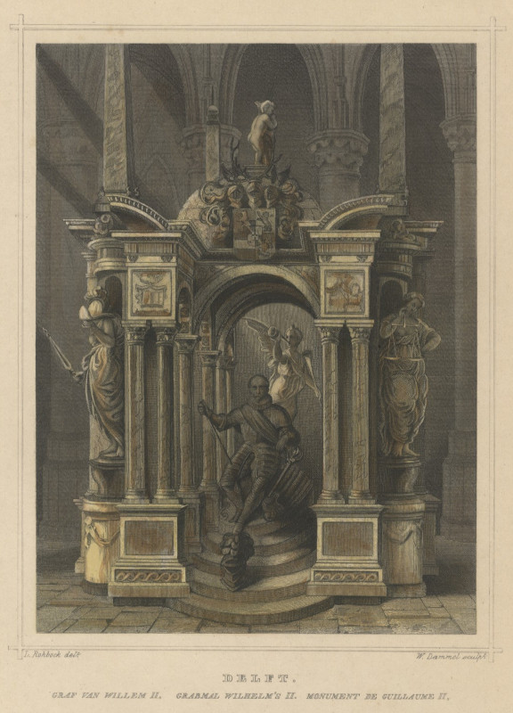 afbeelding van prent Graf van Willem II (sic) van L. Rohbock, W. Dammel (Politici, Adel, )